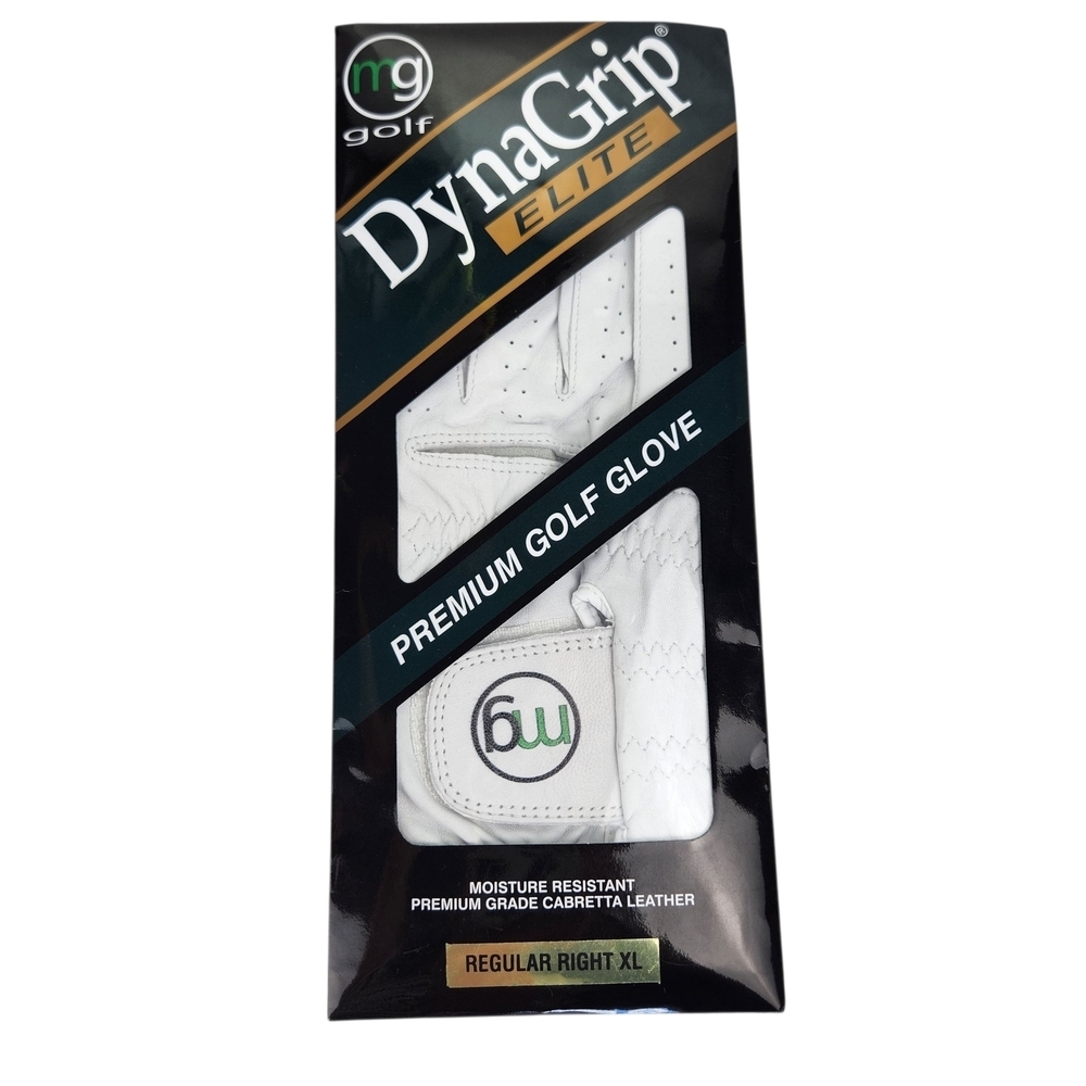 MG Golf DynaGrip Elite Golf Glove XL Regular Right Cabretta Leather White